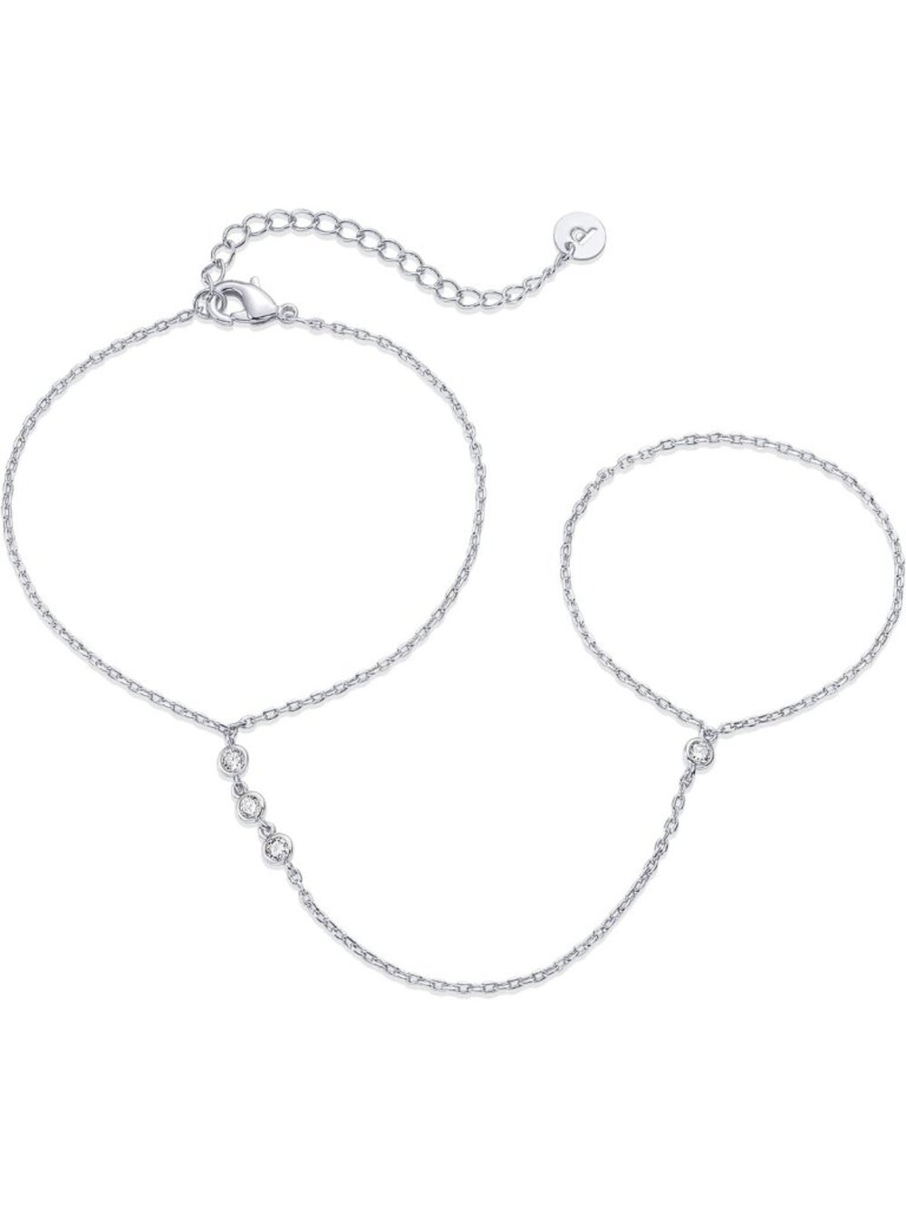 Stylish 14K Gold Plated Hand Chain Bracelet for Women, Adjustable Ring Design
